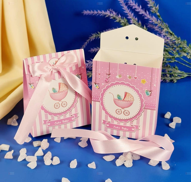 blue pink Decorative Paper Folding with Ribbon Storage Box for Return Gift, Birthday, Gift Boxes with Ribbon, Perfect for Packing Chocolate, Gifting