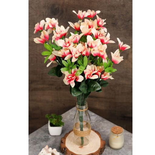 SATYAM KRAFT 1 Pcs Artificial Fake Flowers Bunch decorative items for Diwali Home,Artificial Lily Flower Bunch/Bouquet,Room, Office, Bedroom, Balcony, Living Room, Plants and Craft Items Corner (Without Vase)(Pack of 1)