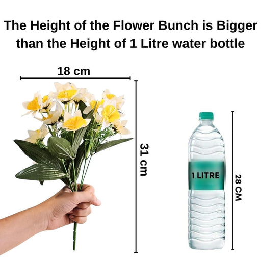 2 Bunch Artificial Dahlia Peony Flowers for Home, Office, Bedroom, Living Room, Events, Birthdays, Festivals & Gifting (Fabric, Without Vase)