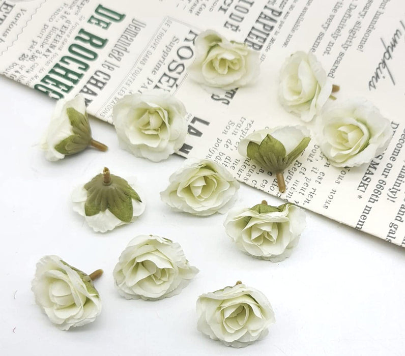 Artificial Small Rose Flowers Fake Fabric Head Rose Flowers For Home Decoration, Gift, Mandir Pooja Table, Cake Decor, Bouquet Making, Backdrop, DIY Art Craft, Diwali Items Material (4 cm)