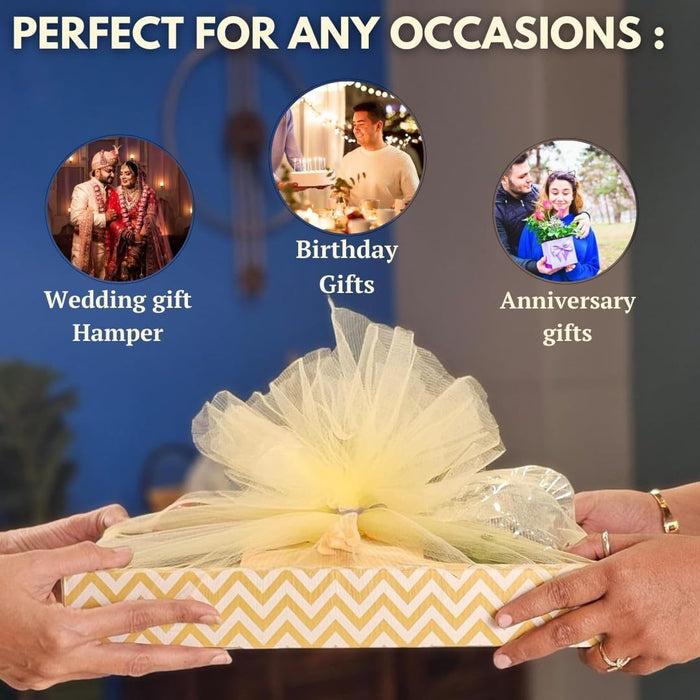 Golden color Multipurpose Decorative Viral Folding Paper Box (without net and Twister) Rectangle Cardboard Box DIY Tray for Gift Hamper, Gifting (Cardboard Folding Paper Box),Room Hamper,Wedding Hamper