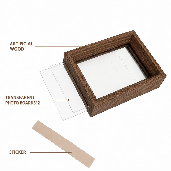Wooden Frame for Home Decor, Deep Display Memory Frame with Transparent Front, Wall Mount & Table Top Display Case for Bedroom, Wedding, Return Gift, Birthday Gift