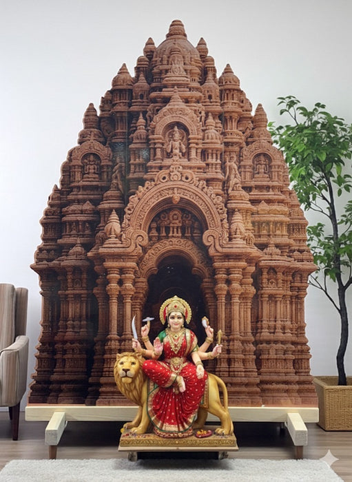 Temple Style 3D Durga Pujo ,navratri,Diwali Backdrop | Foldable Rajadhiraj-Inspired Mandap Decor