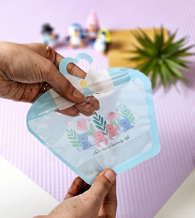 Small Bow Shape Ziplock Pouches , zipper bags for storage, gifting, travel user, kitchen zip lock Bag for jewellery, return gift, kids, birthday,Baby shower,wedding,Lightweight, for small items