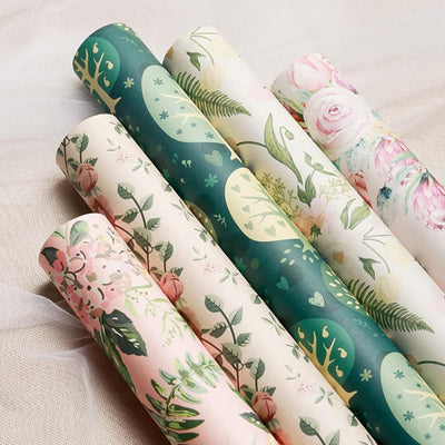 5 Pcs Floral Print Gift Wrapping Paper Sheets | Multicolor Bouquet Packing, Craft & DIY, Birthday, Wedding, Anniversary, Return Gift for Him & Her, Mother's Day, Book Cover, Scrapbooking