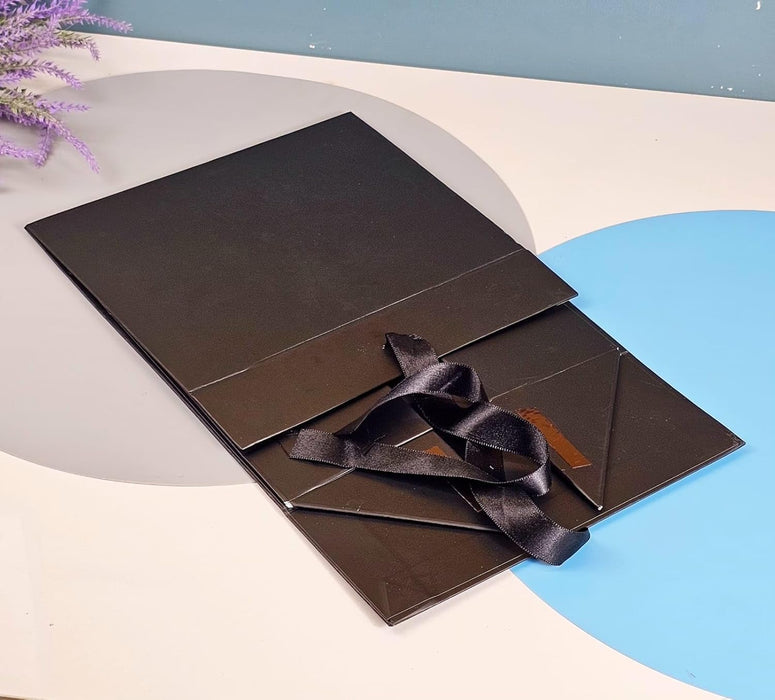 (26 x 21 x 11 cm) Multipurpose Decorative Folding Paper Cardboard/Rigid Box with satin ribbon,DIY Box for Gift Hamper,Valentine Gifting,Wedding gifing.