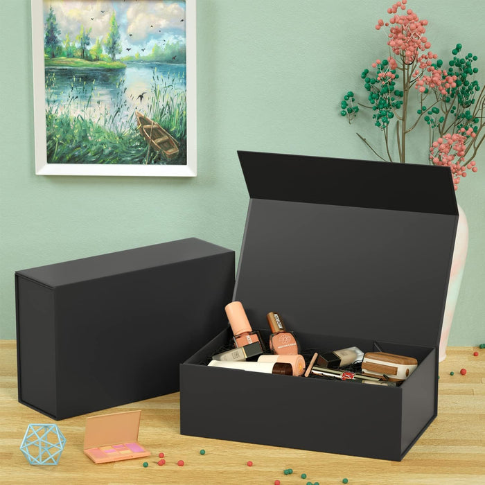 (26 x 21 x 11 cm) Multipurpose Decorative Folding Paper Cardboard/Rigid Box with satin ribbon,DIY Box for Gift Hamper,Valentine Gifting,Wedding gifing.