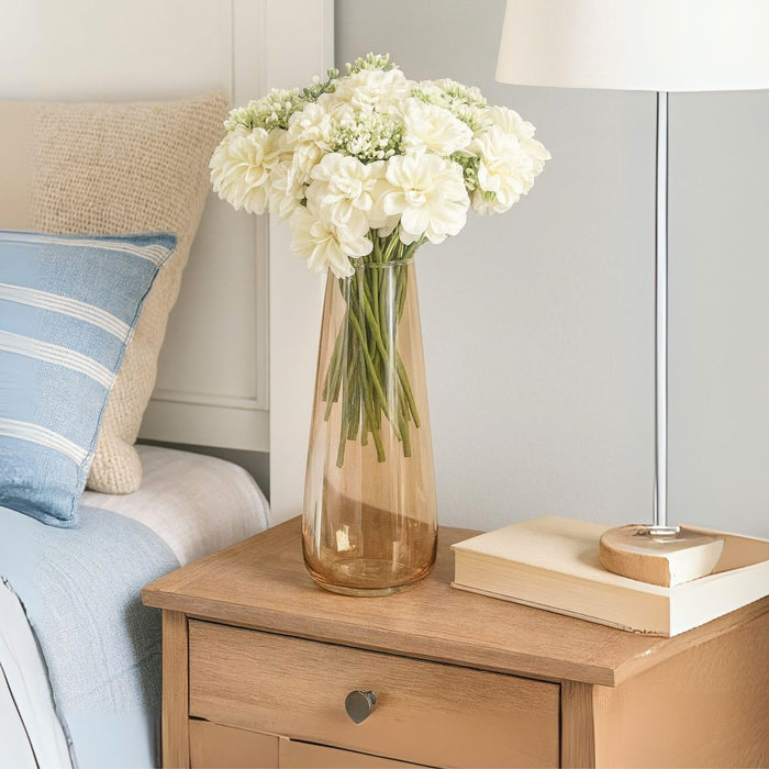 (7 head flower stick )Artificial Dahlia Fake Flowers for Home,Artificial Chrysanthemum Ball Flowers, Bedroom, Living Room, Decorative Items Office Table, Gifts (Without Vase Pot)