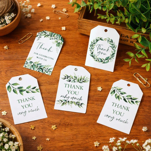 Floral Print Thank You Gift Tags with String – Elegant craft Paper Tags for Wedding, Birthday, Return Gifts & Hampers.