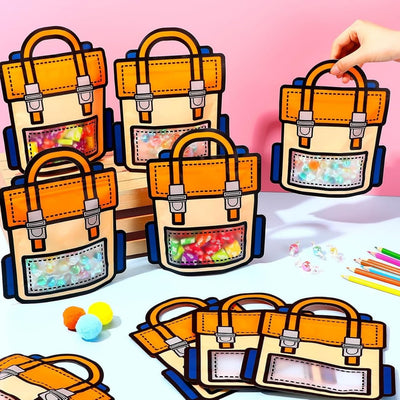 20 Pcs Big Backpack style Ziplock Goodie  Pouches  With Handle For Gifting, Return Gifts, Birthday, Baby Shower, Party Pouches | Chocolate & Dry Fruit Packing (Big)(28 x 24 cm)