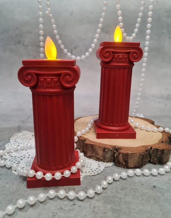 6 pcs Flameless and Smokeless Decorative Pillar Design Acrylic led Candle(Pack of 6)