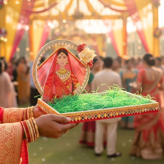 Traditional Handcrafted Platter, Ritual Decoration, and Cultural Accessories For Indian Wedding Rituals Green Colour, Shaadi Decor, Ring Ceremony, Engagement, Mendi, Wedding, Decorative Plates For Brides Maid, Marriage Functions(Do It By Yourself)