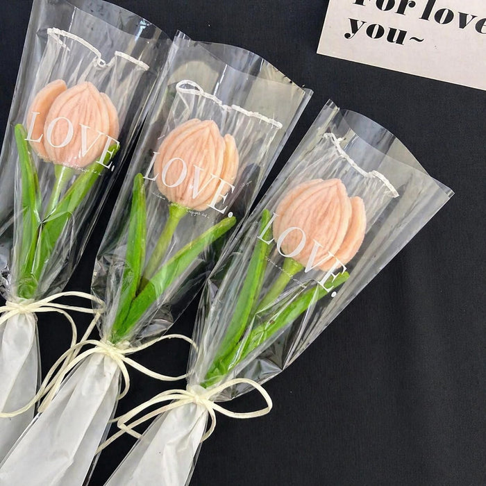 Artificial Twister (Pipe Cleaner ) Tulip Flower Bouquet | Single Wrapped Tulip Gift Set with Transparent Packing | Ready-to-Gift Flower for Valentine, Wedding & Return Gifts