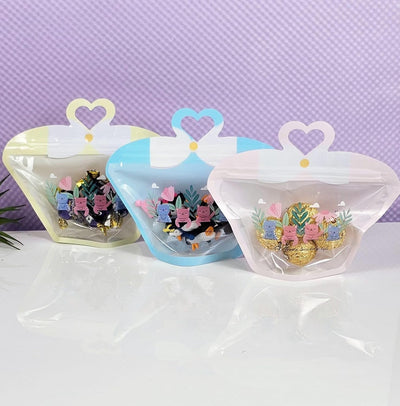 50 Pcs Small Bow Shape Ziplock Pouches , zipper bags for storage, gifting, travel user, kitchen zip lock Bag for jewellery, return gift, kids, birthday,Baby shower,wedding,Lightweight, for small items