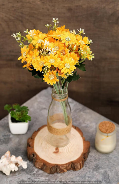 Artificial Daisy Fake Flower Bunch for Gifting, Home Decor, Bedroom, Office Corner, Living Room, Table Decor (Pack of 1)