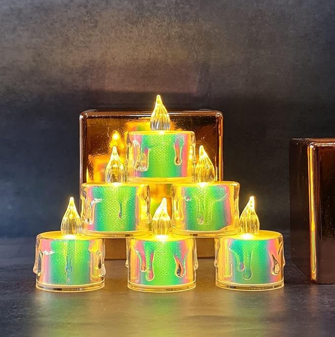 3 Flameless and Smokeless Decorative Multicolour Acrylic Candles