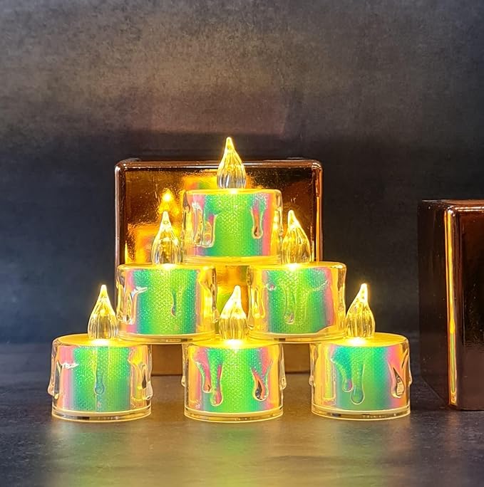 3 Flameless and Smokeless Decorative Multicolour Acrylic Candles Led Tea Light Candle(small)