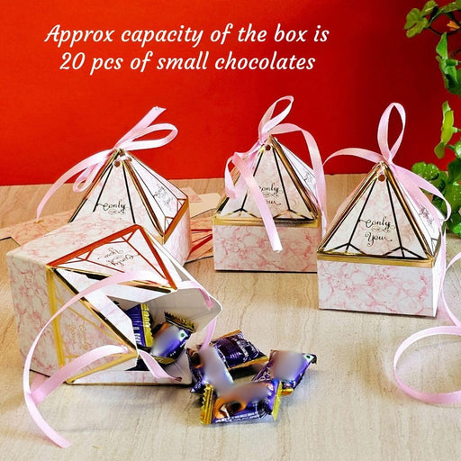 Decorative Folding Storage Box for Return Gift, Birthday, Gift Boxes with Ribbon, Perfect for Packing Chocolate, Dry Fruits. (Pink)