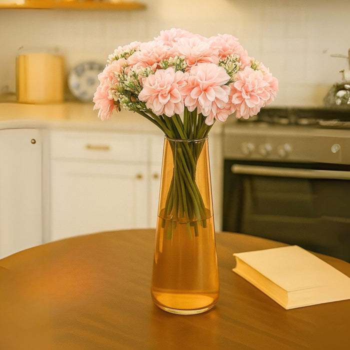 (7 head flower stick )Artificial Dahlia Fake Flowers for Home,Artificial Chrysanthemum Ball Flowers, Bedroom, Living Room, Decorative Items Office Table, Gifts (Without Vase Pot)