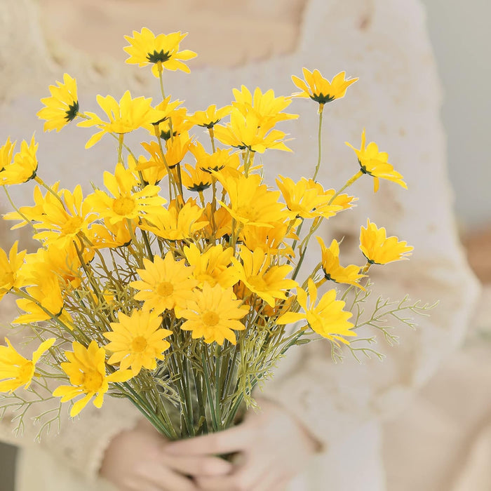 Artificial Daisy Sunflowers for Home Decor, Office, Living Room, Balcony, Wedding & Gifting | Realistic Faux Flower (Only Flower, No Vase)