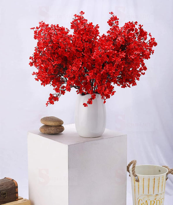 Artificial Babys Breath Gypsophila Fake Flowers bunch Decorative Items for Home,Room,Living Room Table,Diwali Decor (Without Vase Pot)