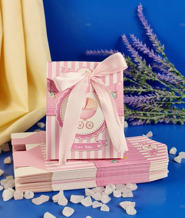 blue pink Decorative Paper Folding with Ribbon Storage Box for Return Gift, Birthday, Gift Boxes with Ribbon, Perfect for Packing Chocolate, Gifting