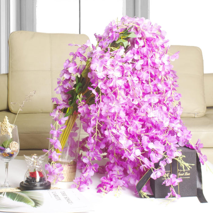 12 Pcs Wisteria Artificial Flower for Home Decoration and Craft (Pack of 12, Purple)