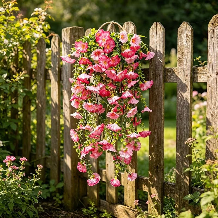 Artificial Hanging Flowers for Home Decor, Pink Flower Vine Garland for Wall, Door, Balcony, Garden, Wedding, Party, Mandap, Room, Office & Festival Decoration
