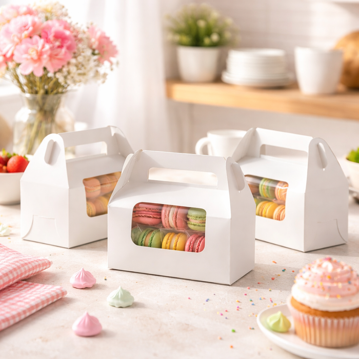 Decorative Folding Paper Gift Boxes With 2 Cupcake Holder For Gifting Chocolates, Dryfruits Items - Fancy Decorative packaging In Marriage Pooja Function Packing (White)