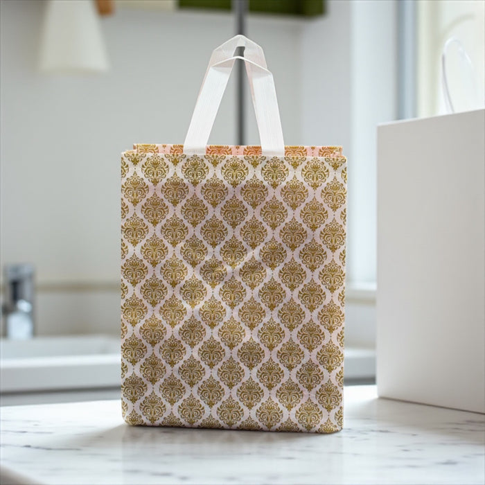 25 Pcs Golden Print Non-Woven Gift Bags – 10x12 Inch Reusable Party & Return Favor Bags