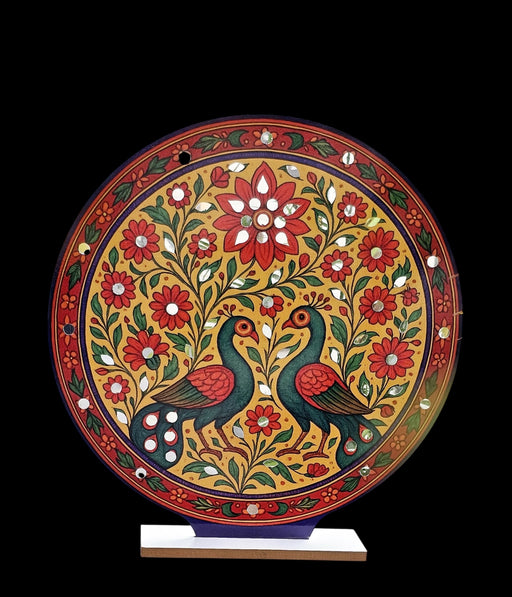 Round Ganpati Mandap with Stand – 18 Inch | Mandala & Peacock Theme + Jharokha Shape Option