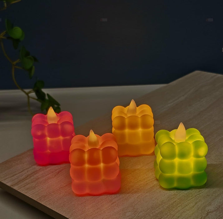 12 PCS LED Bubble Candles Plastic Candle, Tealight LED Candle Light for Home, Lobby, Drawing Room, Living Room, Bedroom Decoration,Home Decor,Diwali Decor(Multicolour)