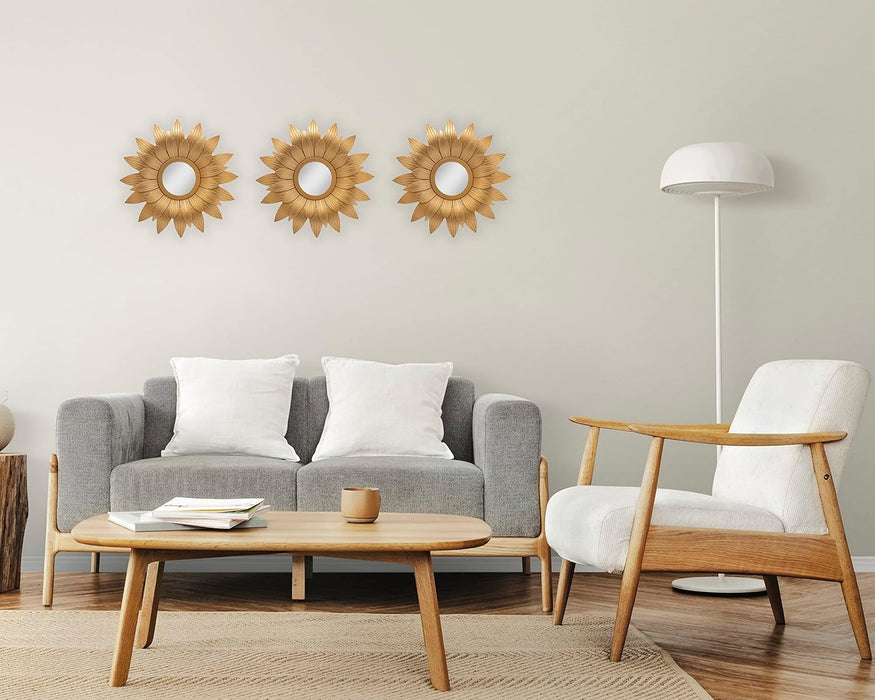 Sunflower Design Wall Mirror Hanging Sunflower Shape Design Round Frame For Home Decor,Hanging In Bedroom,Living Room With Hook For Hanging On Walls For Home Decorations (Framed) (Brown,Pack Of 1)