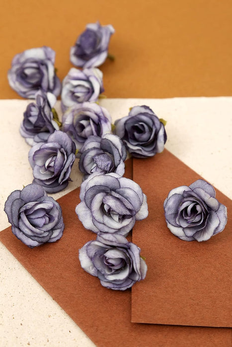 Artificial Small Rose Flowers Fake Fabric Head Rose Flowers For Home Decoration, Gift, Mandir Pooja Table, Cake Decor, Bouquet Making, Backdrop, DIY Art Craft, Diwali Items Material (4 cm)