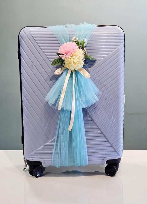 Ready-to-Use Adjustable Suitcase Net Band with Flower Bunch for Wedding Trousseau Packing, Trolly Bag Decoration, Crafting,Wrapping, Decoration, and DIY Projects