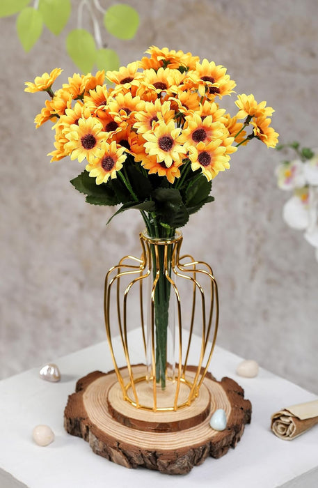 SATYAM KRAFT 2 Pcs Artificial Sunflowers Bunch Fake Flowers for Home,Artificial Pastoral Flower, Bedroom, Living Room, Decorative Items, Office Table, Gifts (Without Vase Pot) (Yellow, Pack of 2)