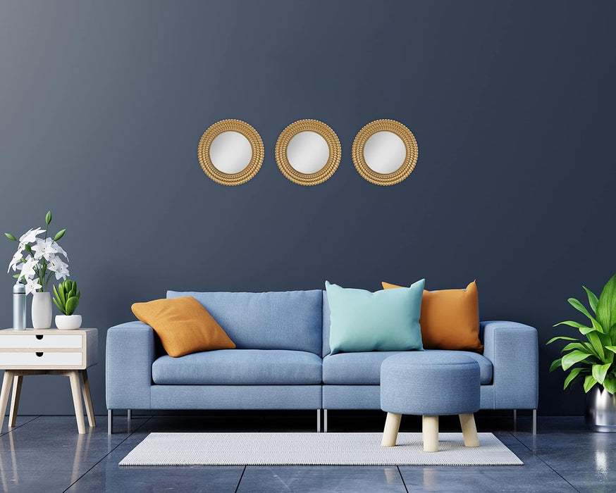 Fiber Wall Mirror Hanging Frame for Home Decor, Hanging Frame in Bedroom, Living Room with Hook for Hanging On Walls for Home Decorations (Golden) (Model 2)