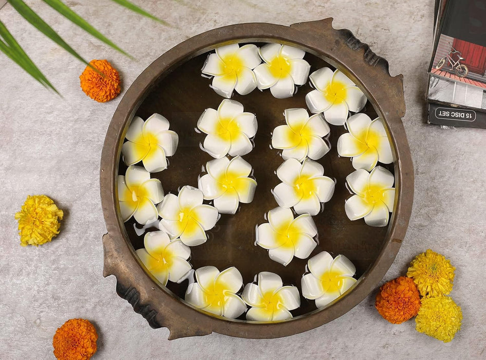 Artificial Big Fake Foam Hawaii Beach Water Floating Flowers for Decoration, Pooja Thali. Festival & Events, Home, Table, Bedroom, Pooja Room, DIY Craft (White)