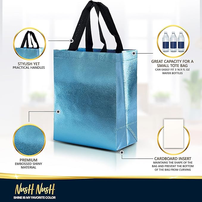 SATYAM KRAFT Small Size Non Woven Fabric Bag With Handle 21.5 x 22 cm Gift Paper bag, Carry Bags, gift bag, gift for Birthday, gift for Festivals, Season's Greetings and other Events(Blue)