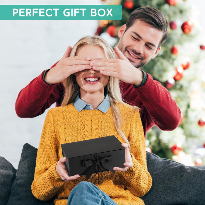 (26 x 21 x 11 cm) Multipurpose Decorative Folding Paper Cardboard/Rigid Box with satin ribbon,DIY Box for Gift Hamper,Valentine Gifting,Wedding gifing.