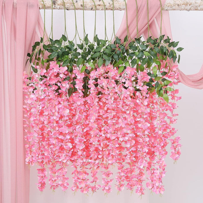 (43.2 inch) Artificial Wisteria Vine Ratta Fake Wisteria Hanging Garland Silk Long Hanging Bush Flowers String for Home Decor,Diwali Decor,Valentine's Day Decoration
