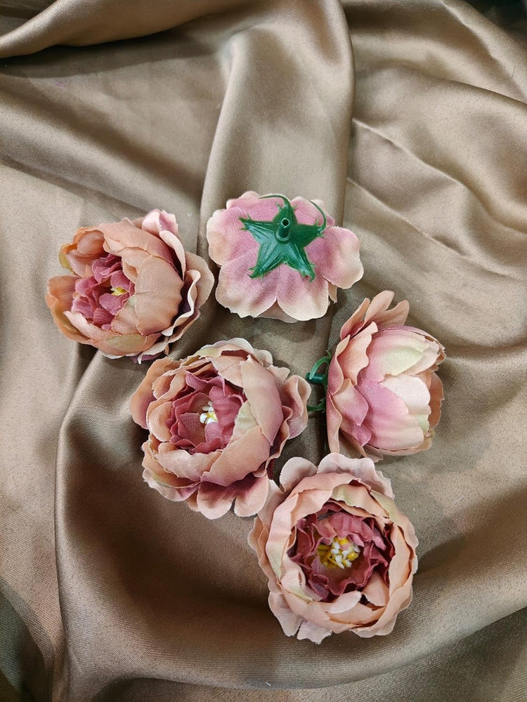 SATYAM KRAFT 12 pcs Camellia Artificial Flower Heads Rose Flowers for Home Decoration Artificial Peony Silk Flowers Gift Mandir Pooja Table Cake