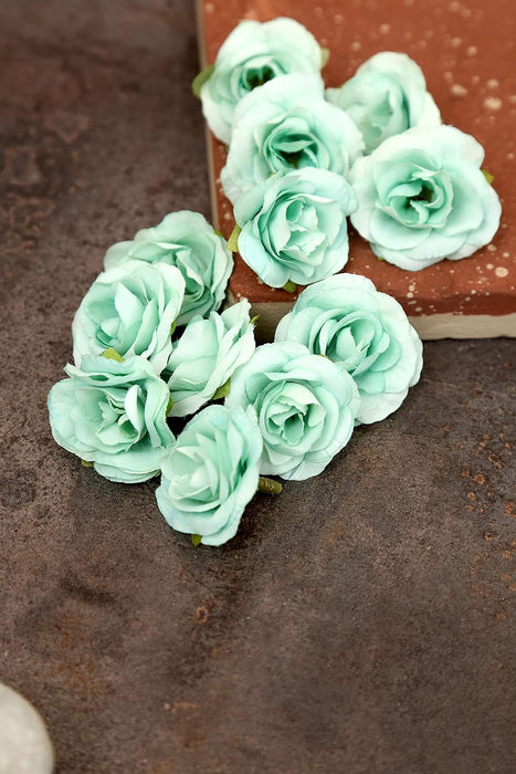 Artificial Small Rose Flowers Fake Fabric Head Rose Flowers For Home Decoration, Gift, Mandir Pooja Table, Cake Decor, Bouquet Making, Backdrop, DIY Art Craft, Diwali Items Material (4 cm)