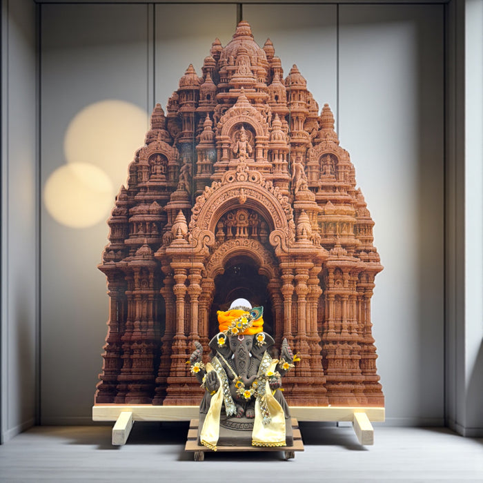 Temple Style 3D Durga Pujo ,navratri,Diwali Backdrop | Foldable Rajadhiraj-Inspired Mandap Decor