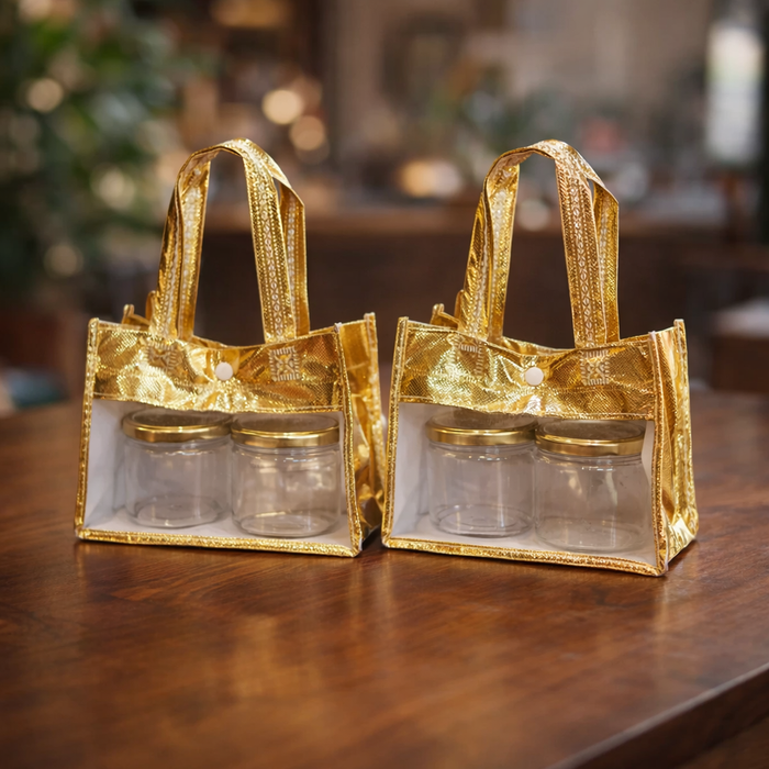 Golden Transparent Window bag