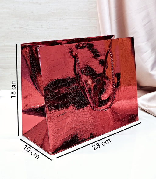 10 Pcs Small Size Shiny Paper Bag Gift Bags with Handle Gift Paper bag, gift For Gifting, marriage, Return Gifts, Birthday, Wedding, Party, Season's Greetings (Small, Red)