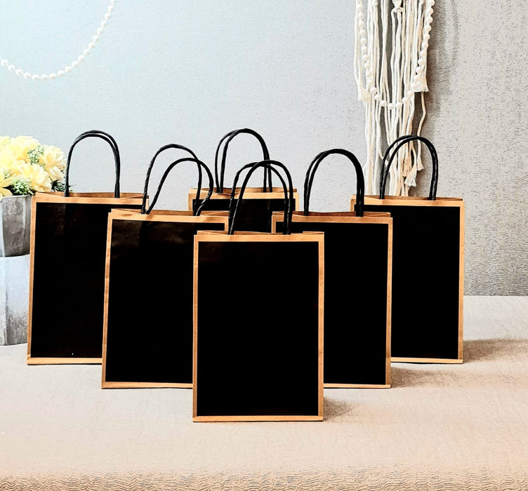 Small Size BLACK (21 X15 X8 cm) Paper Bags With Handle Gift Paper bag, Carry Bags, gift For Valentine Gifting, marriage Return Gifts, Birthday, Wedding, Party, Season's Greetings