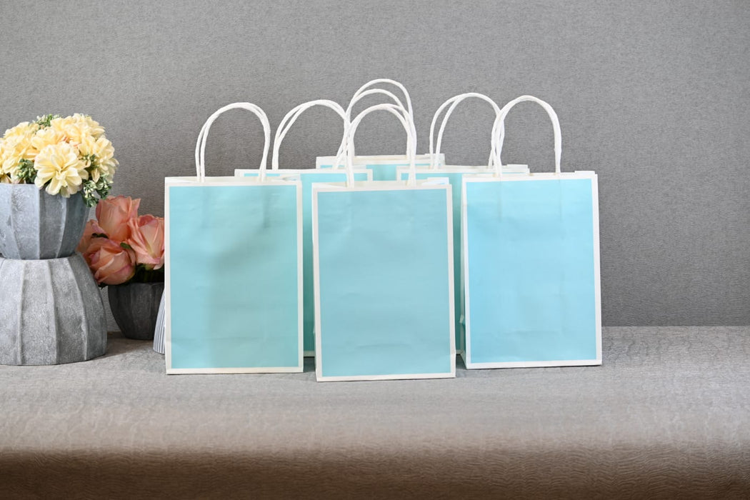 Small Size Aqua Blue (8.27X5.91X3.15 inch) Paper Bags With Handle Gift Paper bag, Carry Bags, gift For Valentine Gifting, marriage Return Gifts, Birthday, Wedding, Party, Season's Greetings