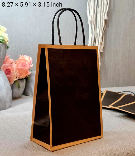 20 Pcs Small Size BLACK (21 X15 X8 cm) Paper Bags With Handle Gift Paper bag, Carry Bags, gift For Valentine Gifting, marriage Return Gifts, Birthday, Wedding, Party, Season's Greetings