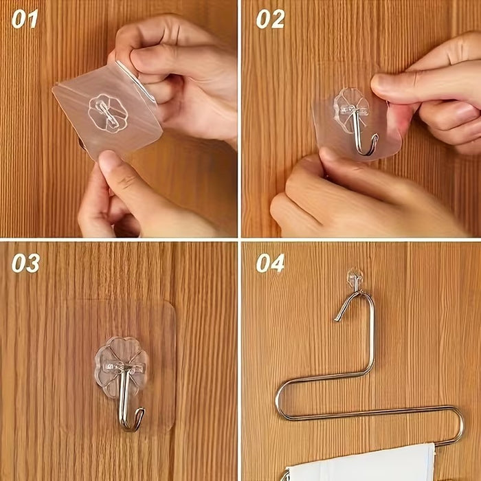 Hooks for Wall Without Drilling, Self Adhesive Hooks for Wall Heavy Duty Strong Nail Free for Hanging Photo Frame, Wall Hanger Sticky Hook,Hooks for Wall (Hanging Hook, Transparent)
